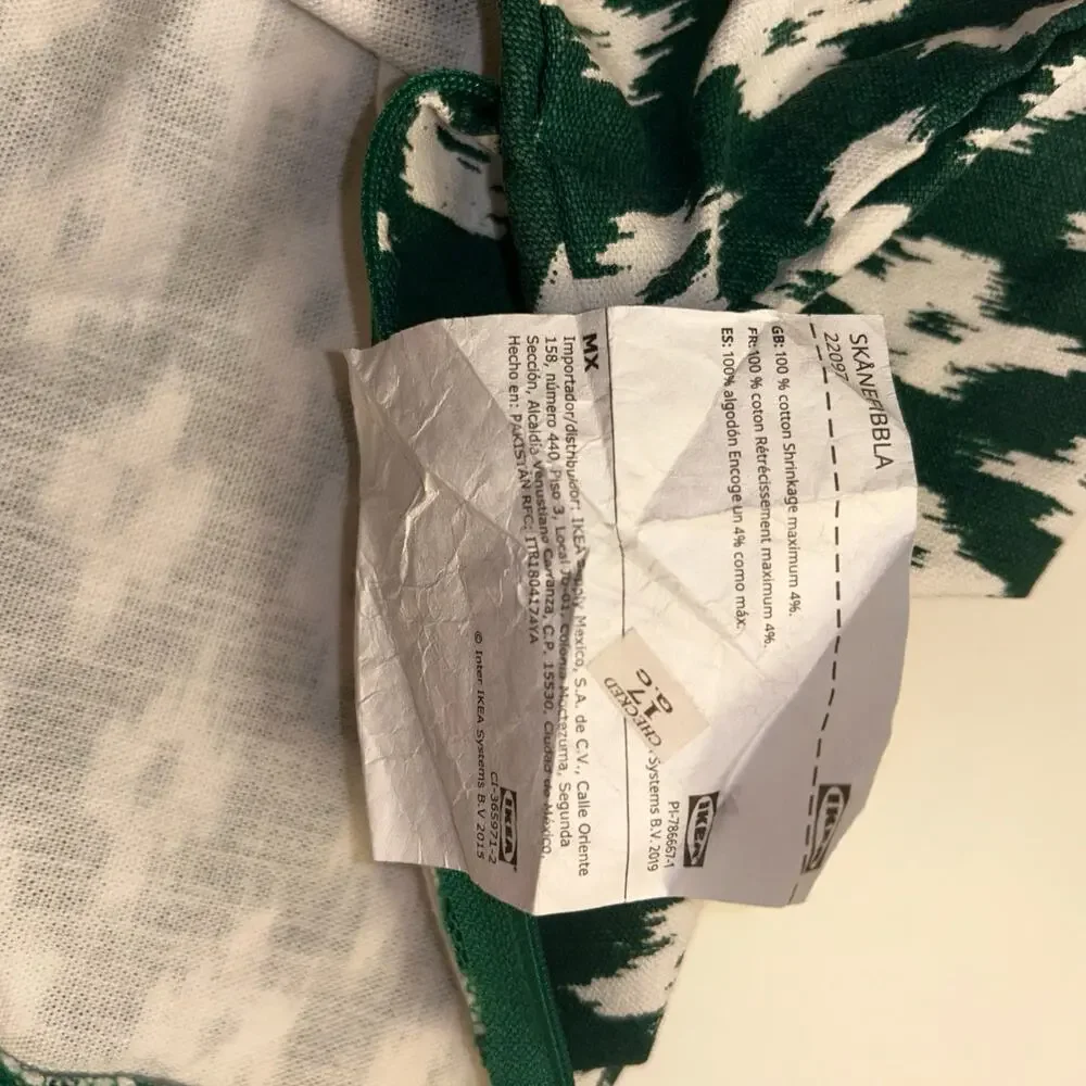 IKEA SKÅNEFJÄLLA Green Ikat Cushion Cover 20x20 100% Cotton Zip